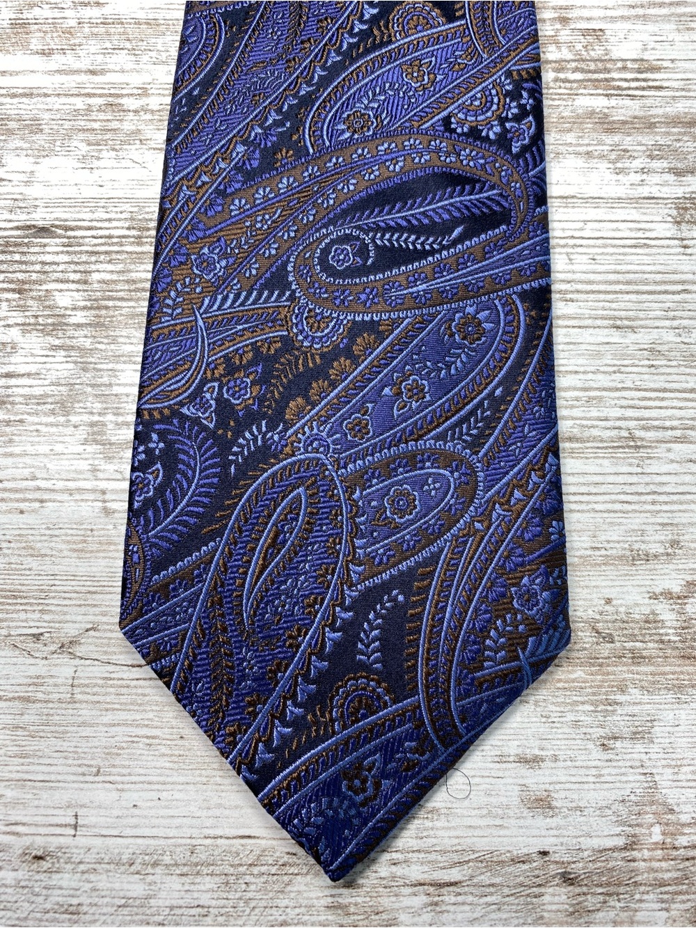 Robert Talbott Best of Class Silk Paisley Tie Blue Purple Brown Hand Sewn 60”